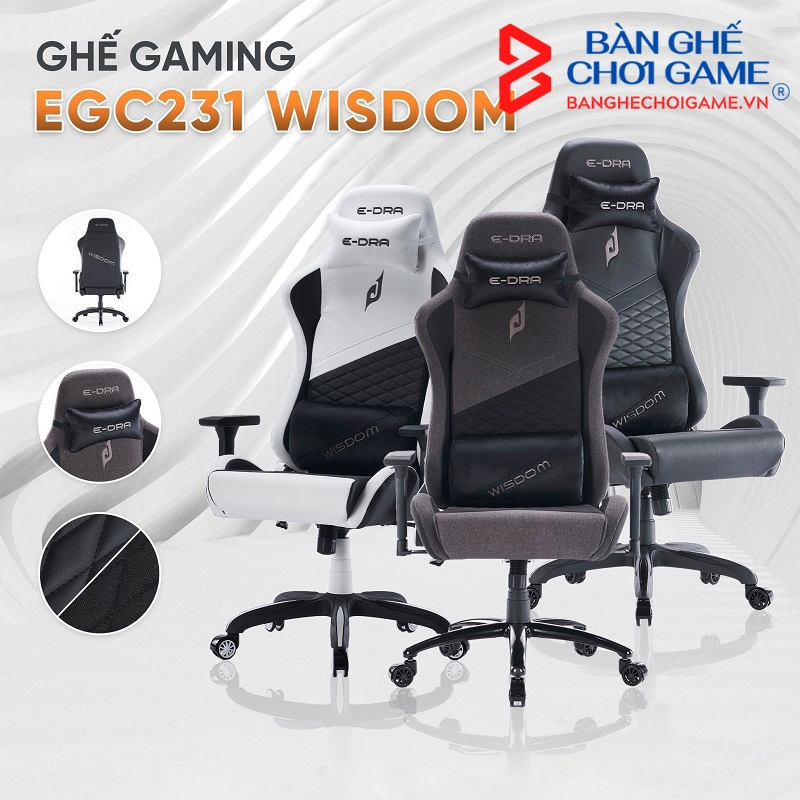 Ghế game E-Dra Wisdom EGC231 (Đen / Trắng / Vải Fabric)